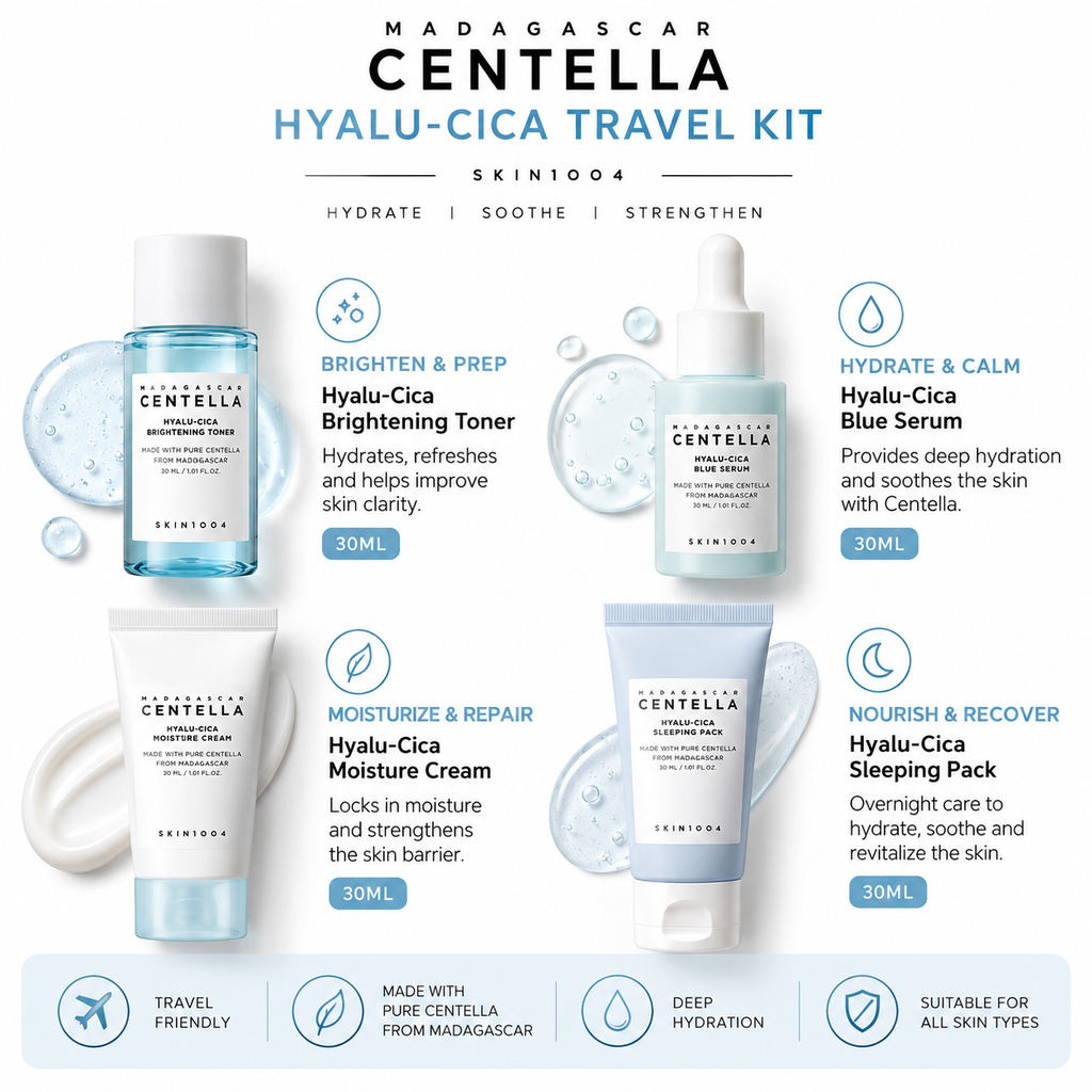 SKIN1004 Hyalu-Cica 4-Step Skincare Travel Kit